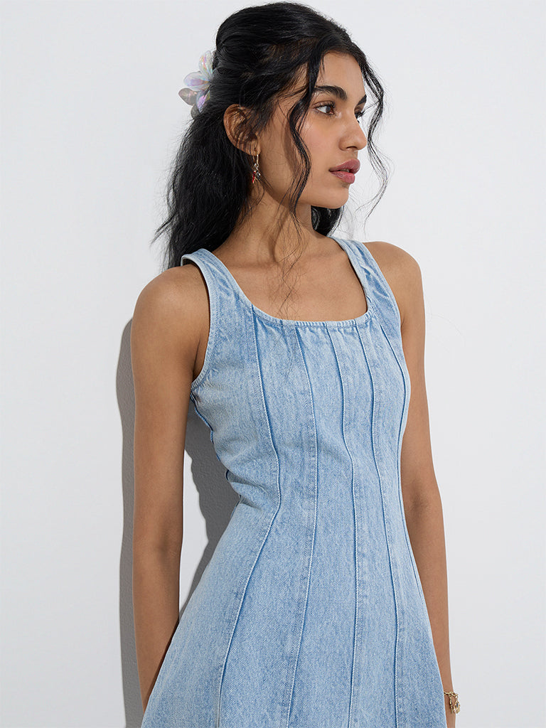 Nuon Light Blue A-Line Denim Dress
