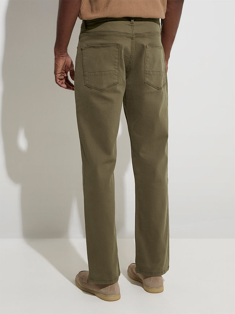 westisde Ascot Men's Taupe Relaxed-Fit Mid-Rise Jeans for Casual Wear Back View