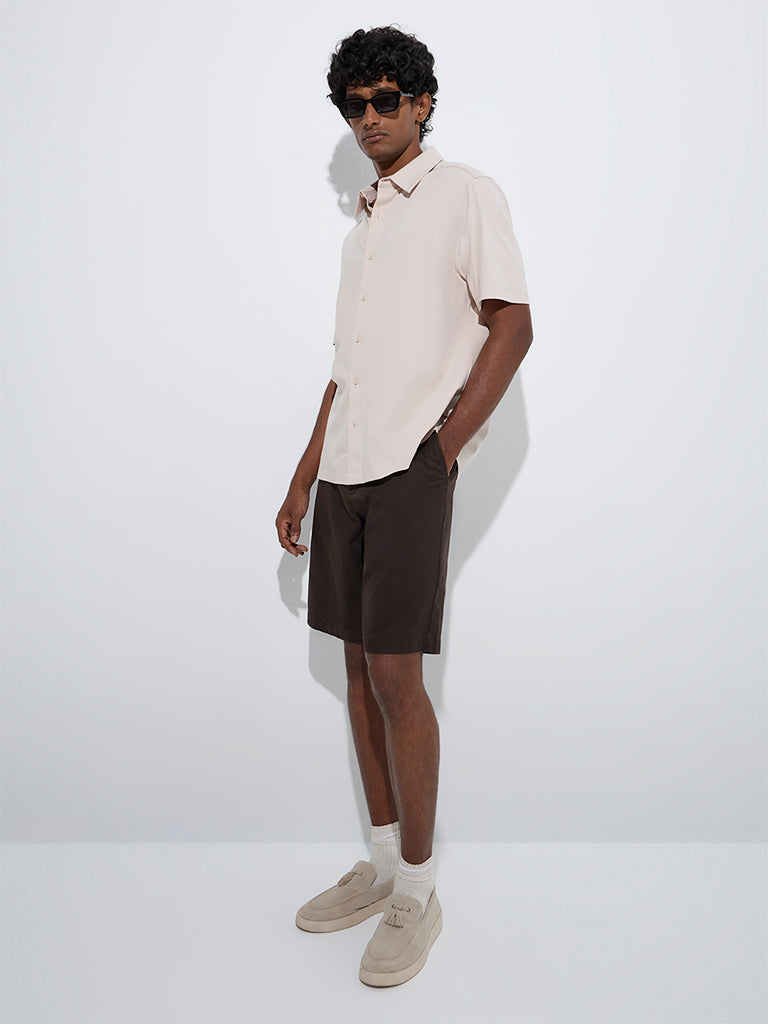 Ascot Beige Solid Relaxed-Fit Shirt