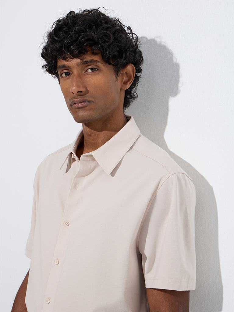 Ascot Beige Solid Relaxed-Fit Shirt