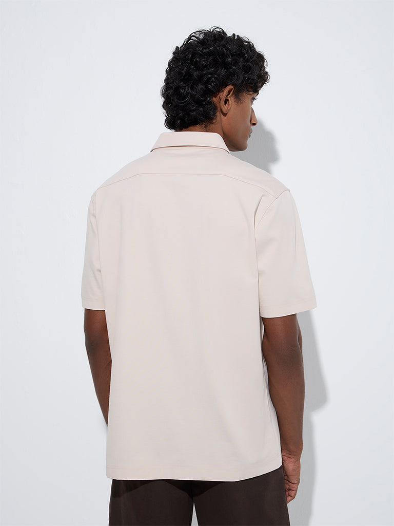 Ascot Beige Solid Relaxed-Fit Shirt