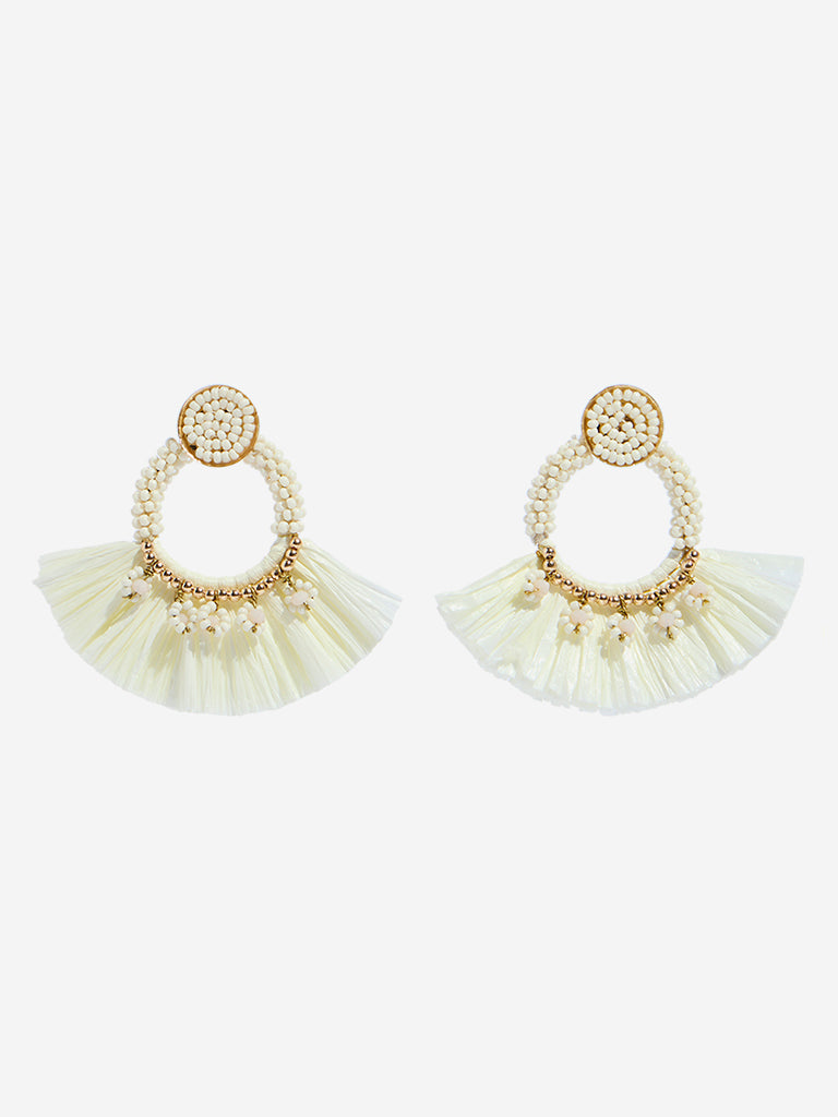 Westside Accessories White Heavy Raffia Earrings