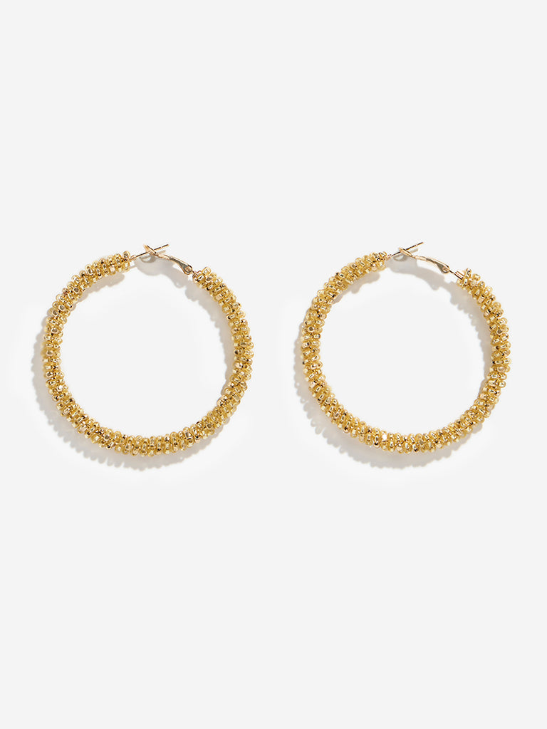 Westside Accessories Gold Beaded Hoop Earrings