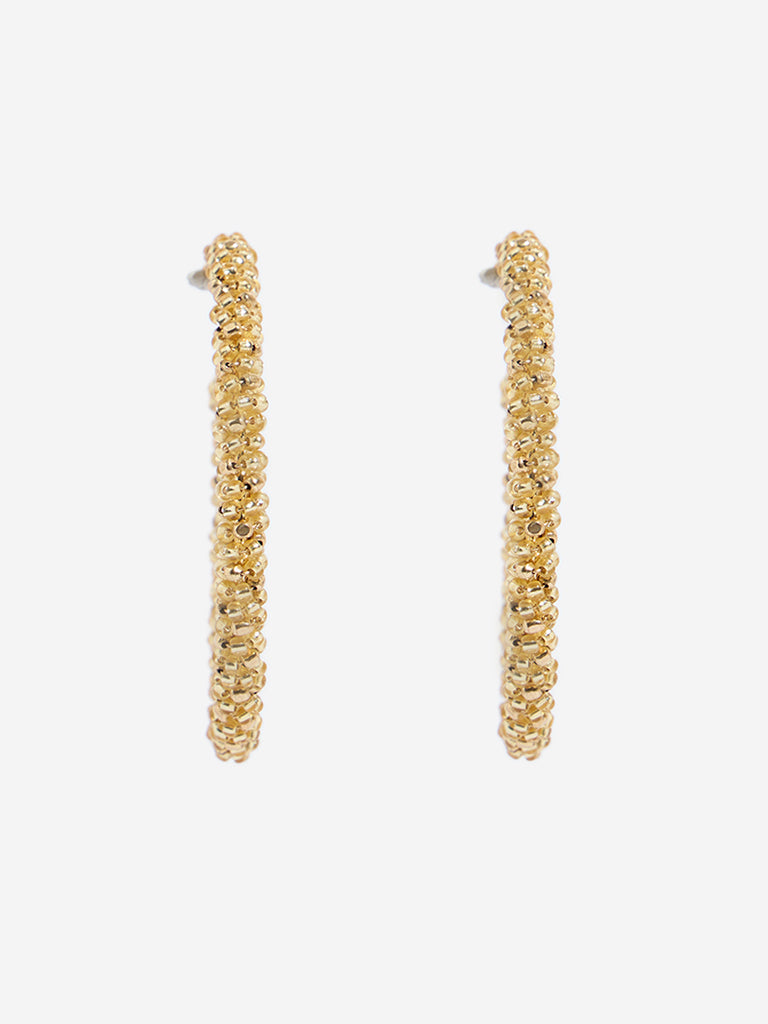 Westside Accessories Gold Beaded Hoop Earrings