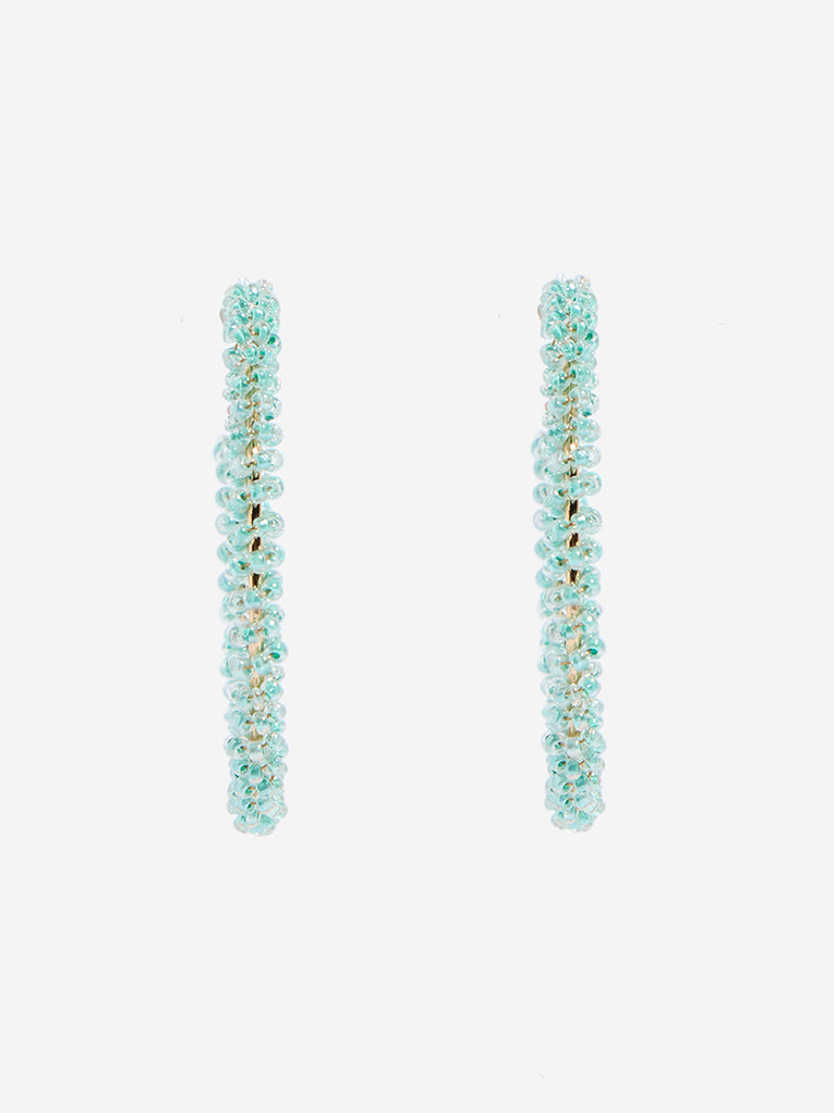Westside Accessories Aqua Beaded Hoop Earrings