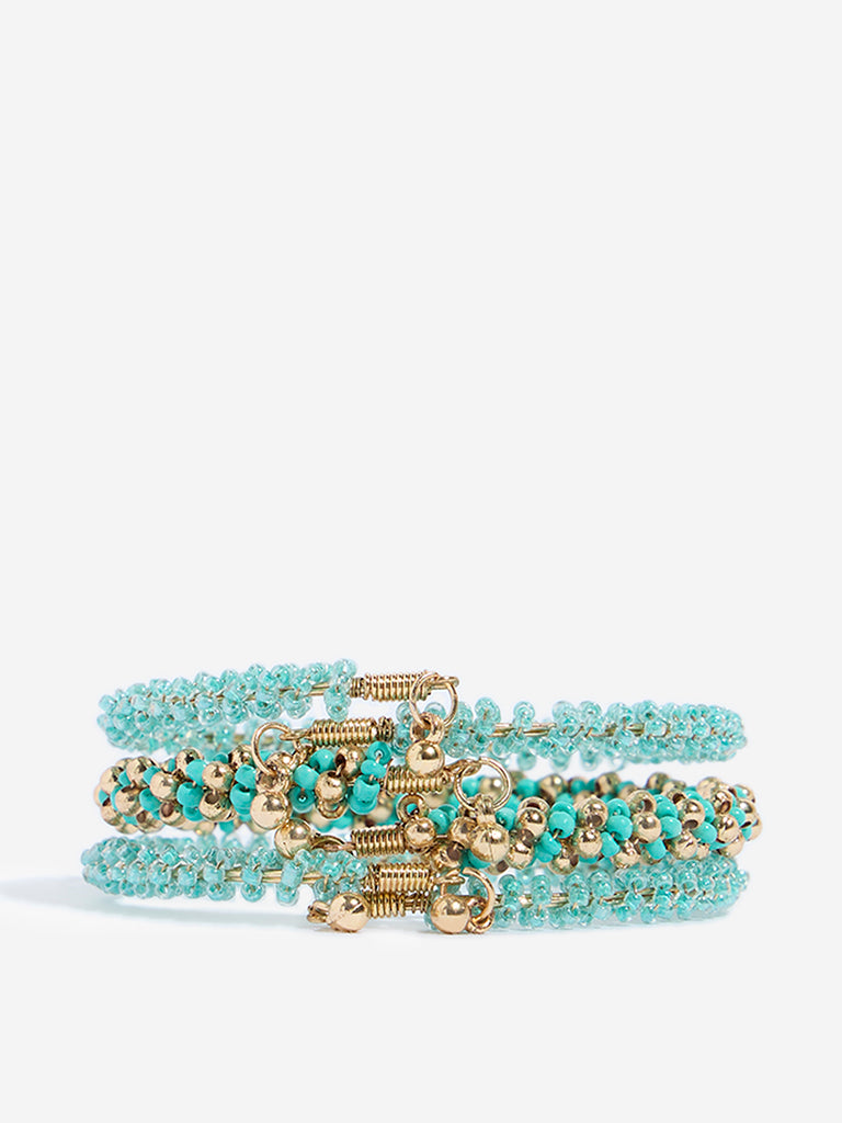 Westside Accessories Aqua Beaded Bracelet Set - Pack of 3