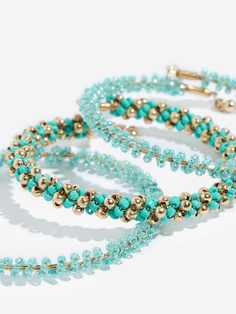Westside Accessories Aqua Beaded Bracelet Set - Pack of 3