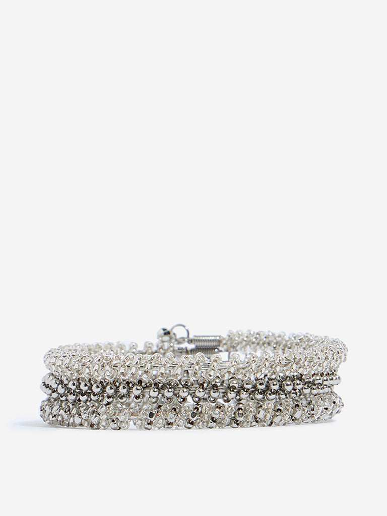 Westside Accessories Silver Beaded Bracelet Set - Pack of 3