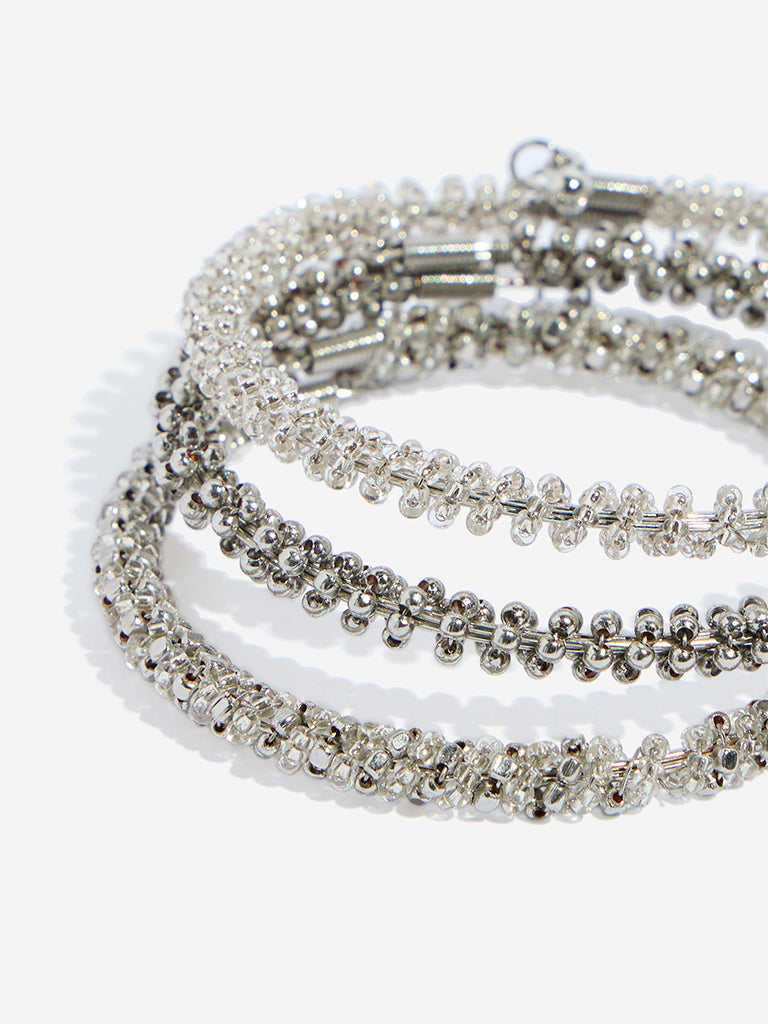 Westside Accessories Silver Beaded Bracelet Set - Pack of 3