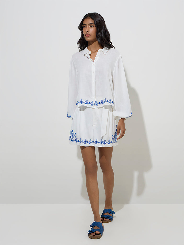 LOV Off-White Embroidered Cotton-Blend Shirt