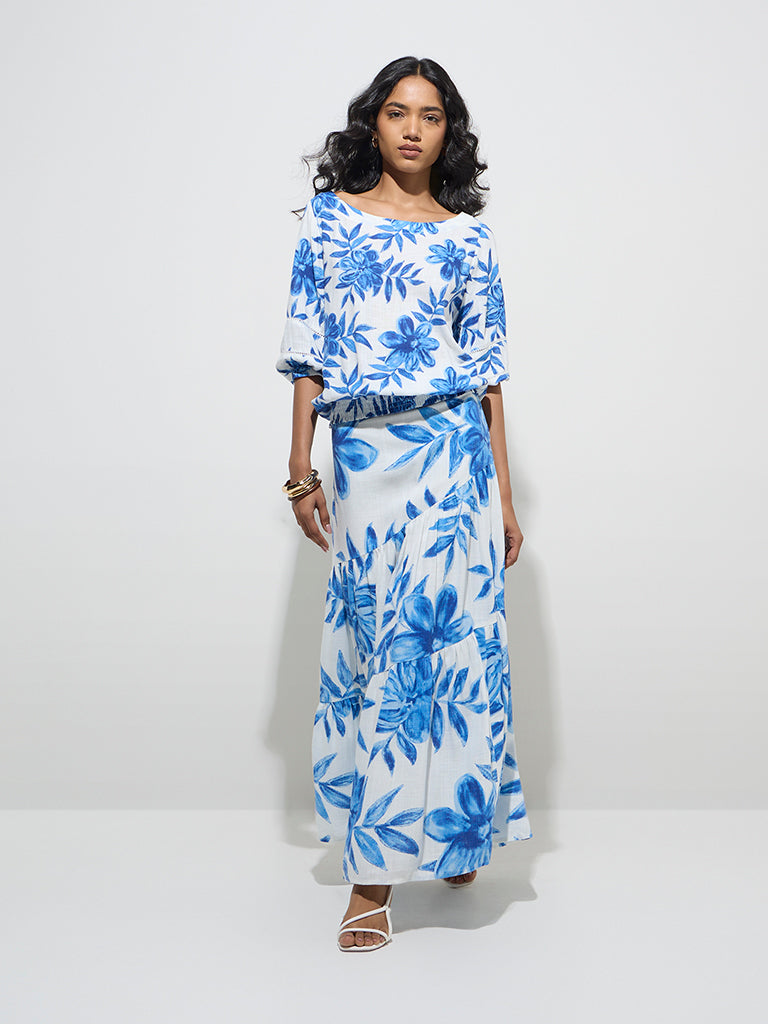 LOV Blue Foliage-Inspired Top