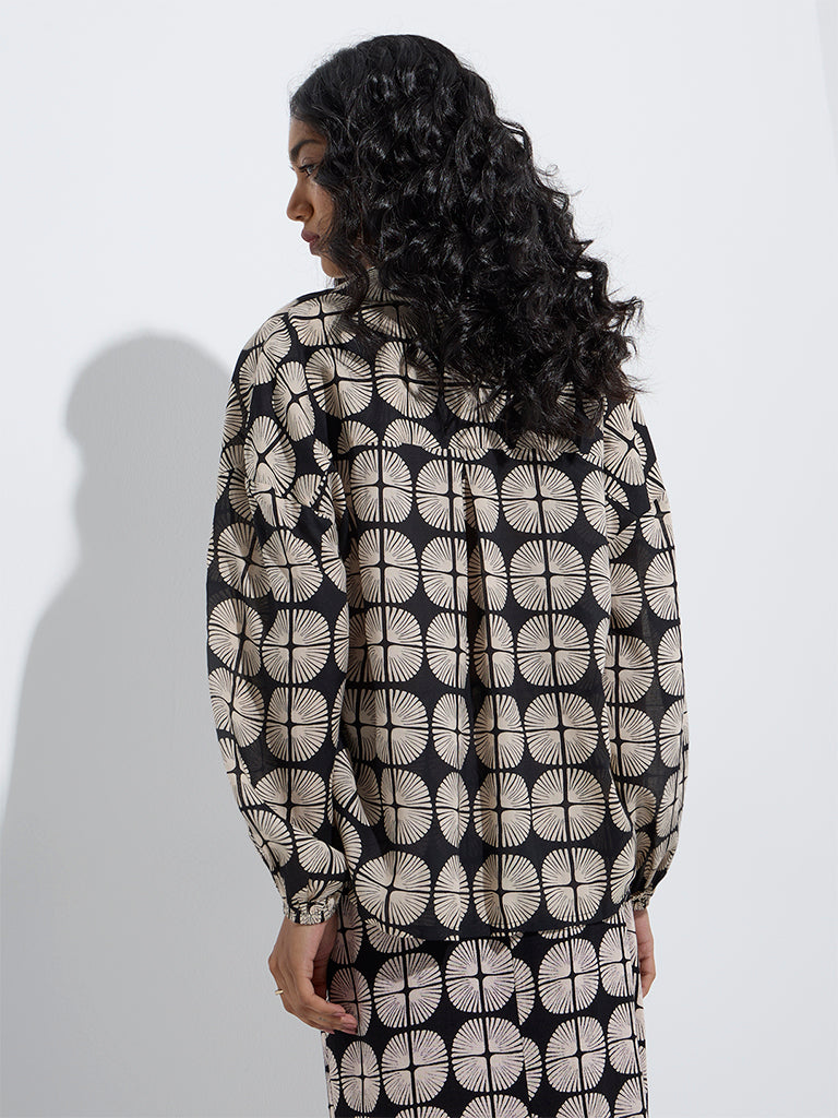 westisde LOV Women's Beige Printed Shirt for Casual Wear Back View