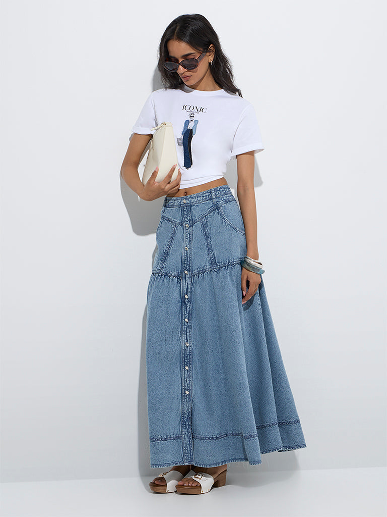 Denim Maxi Skirt Denim Skirt View Buy LOV Light Blue Mid-Rise