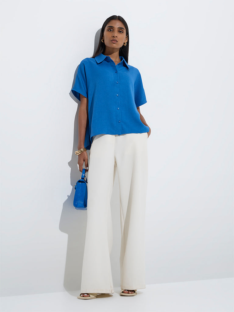 Wardrobe Indigo Solid Shirt