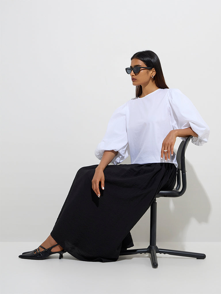 Wardrobe White Bow-Detailed Cotton Top