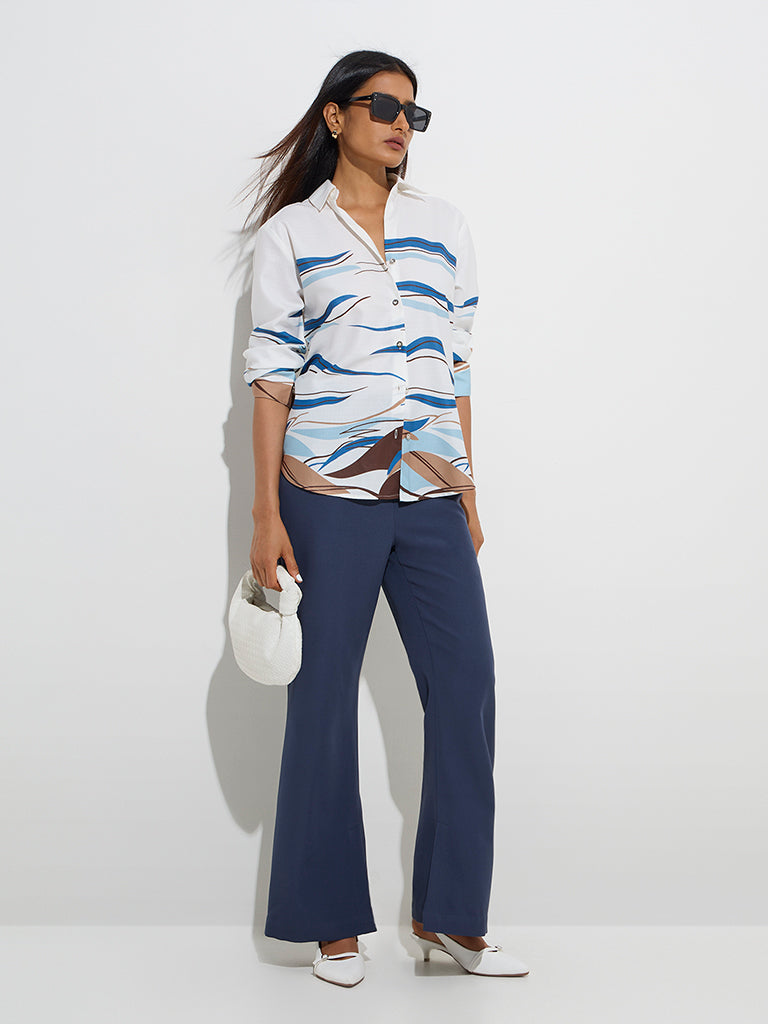 Wardrobe White Abstract Pattern Shirt