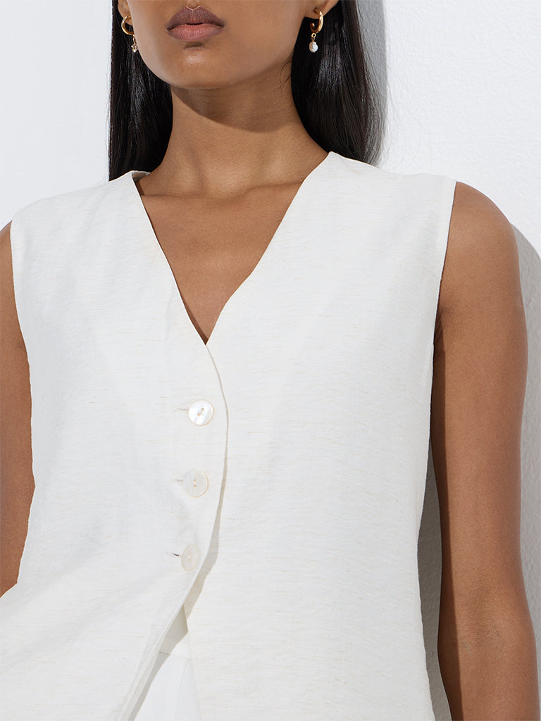 westisde Wardrobe Women's White Crinkled Jacket for Work Wear Zoom View