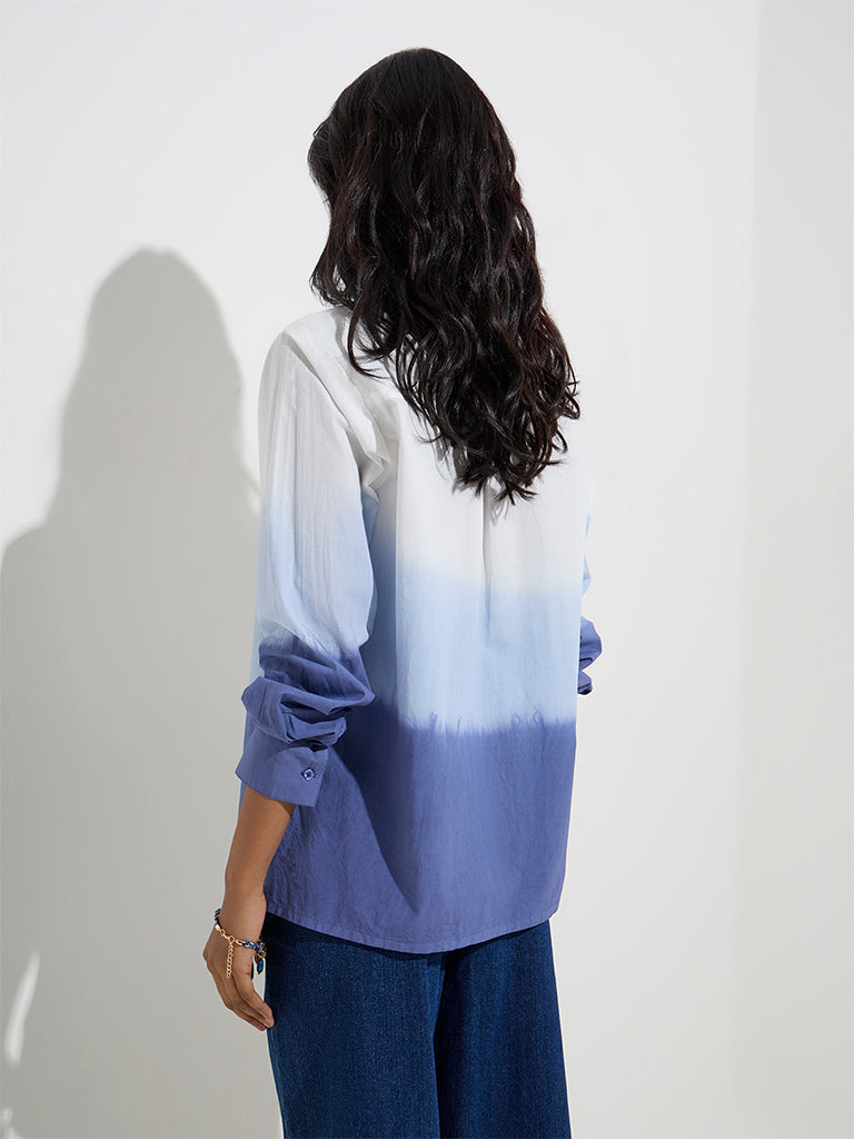 Westside LOV Women's White Ombre-Design Shirt for Casual Wear Back View