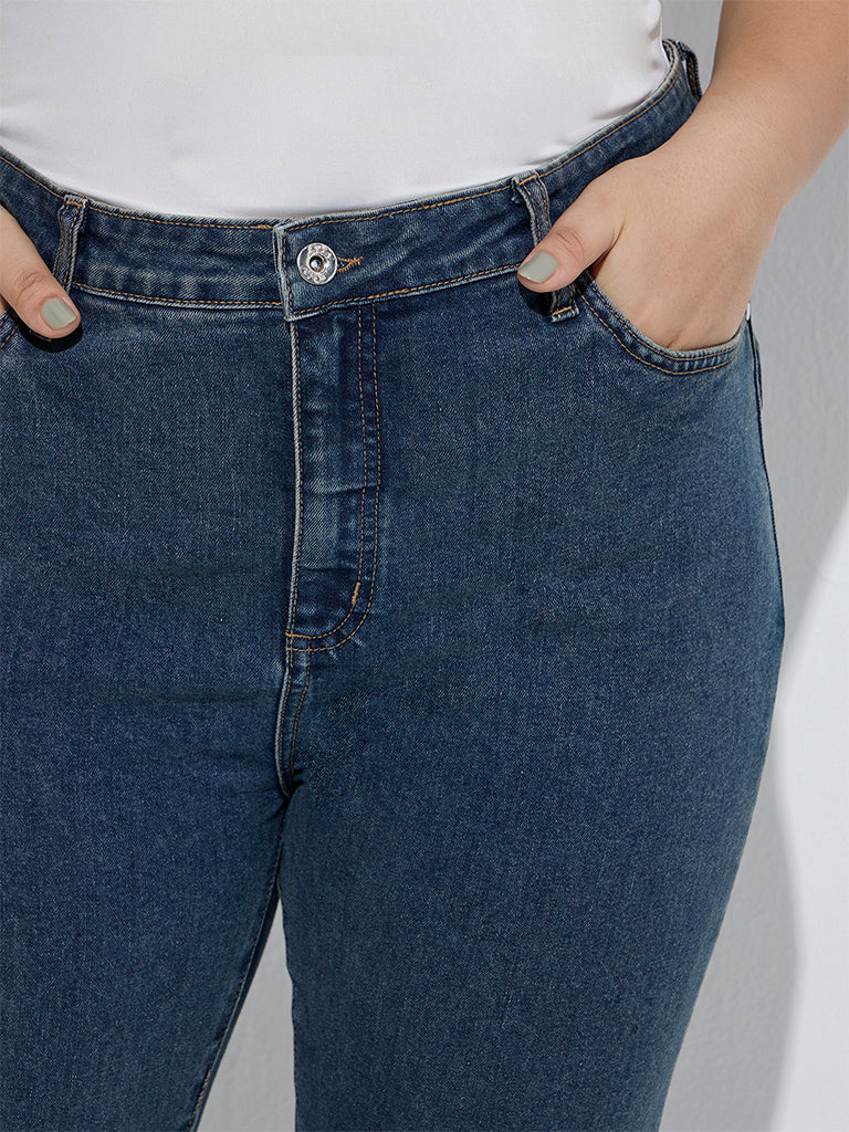 Gia Dark Blue Relaxed-Fit High-Rise Jeans