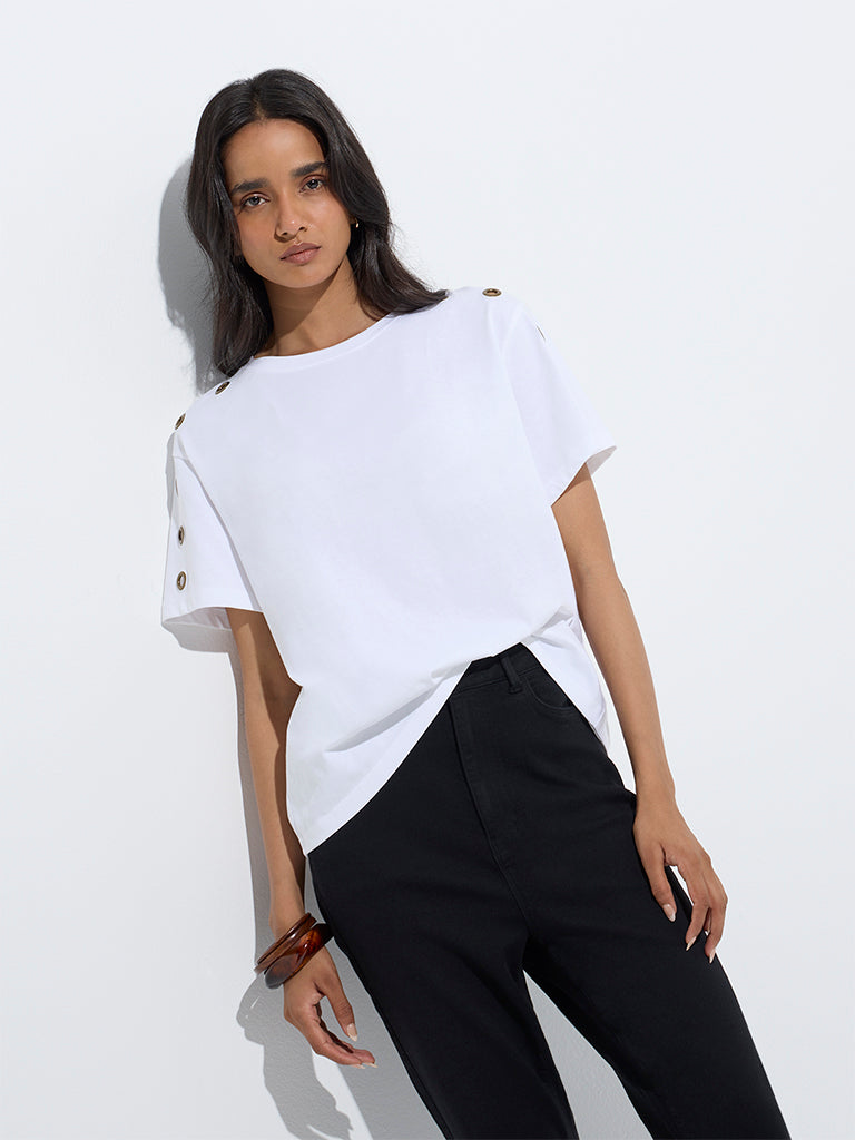 LOV White Cotton T-Shirt