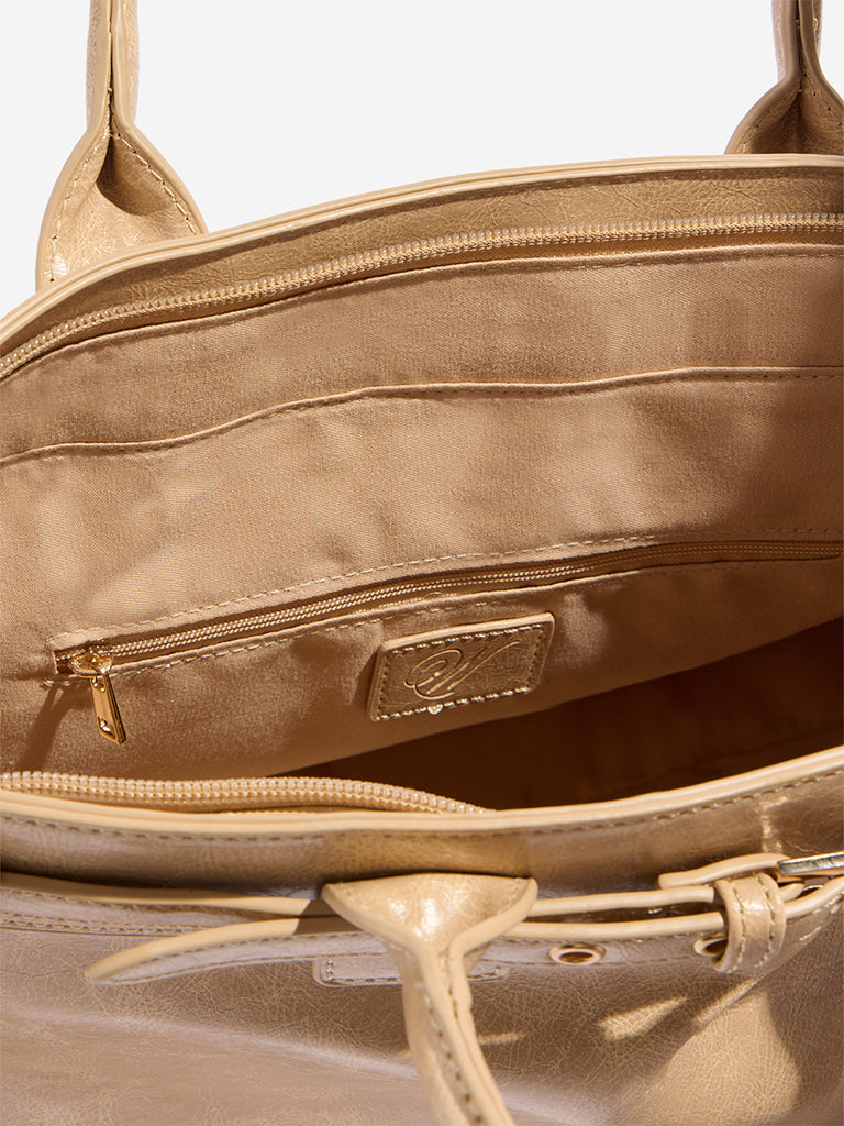 Westside Beige Belt-Detailed Tote Bag