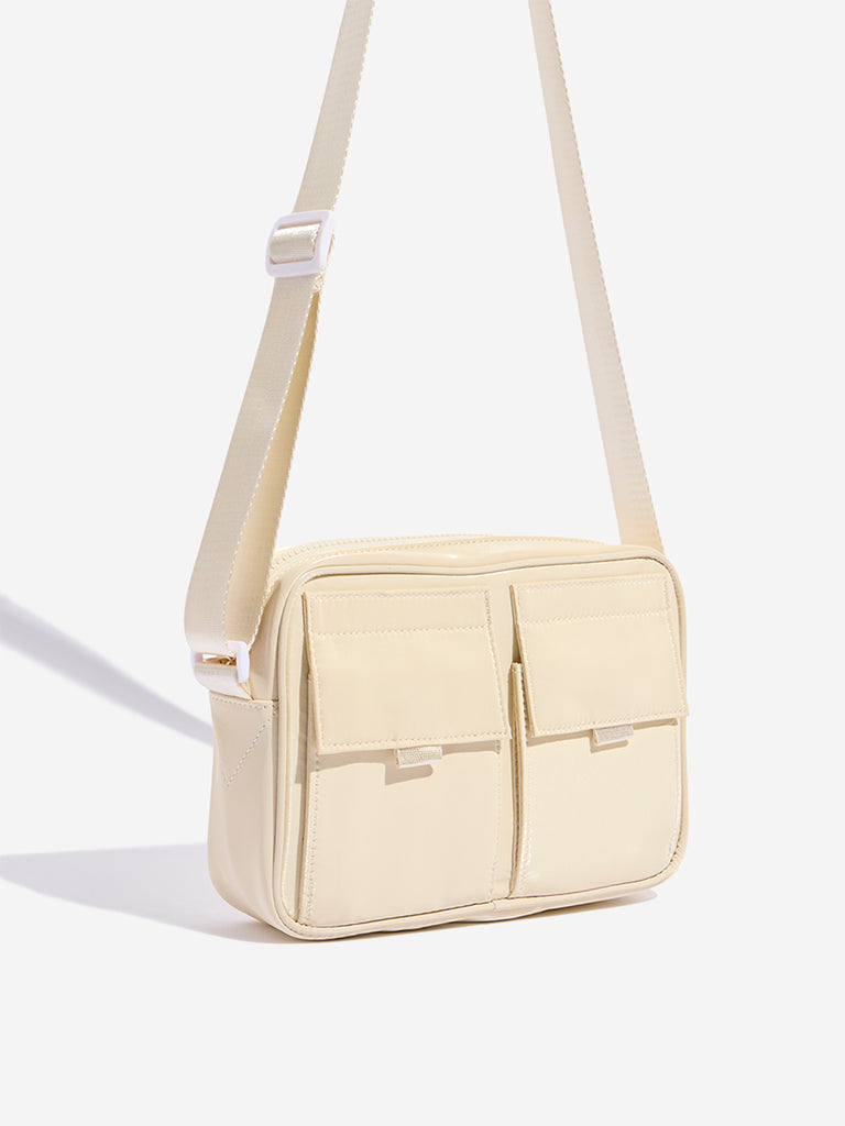 Westside Beige Front Pocket Sling Bag