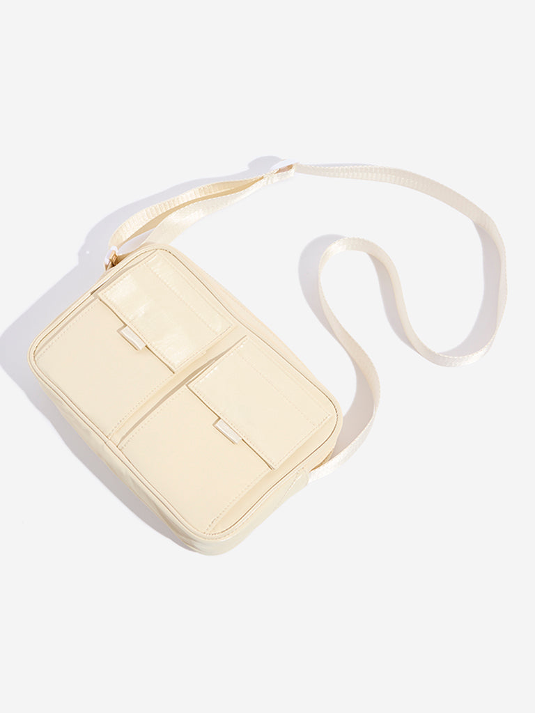 Westside Beige Front Pocket Sling Bag