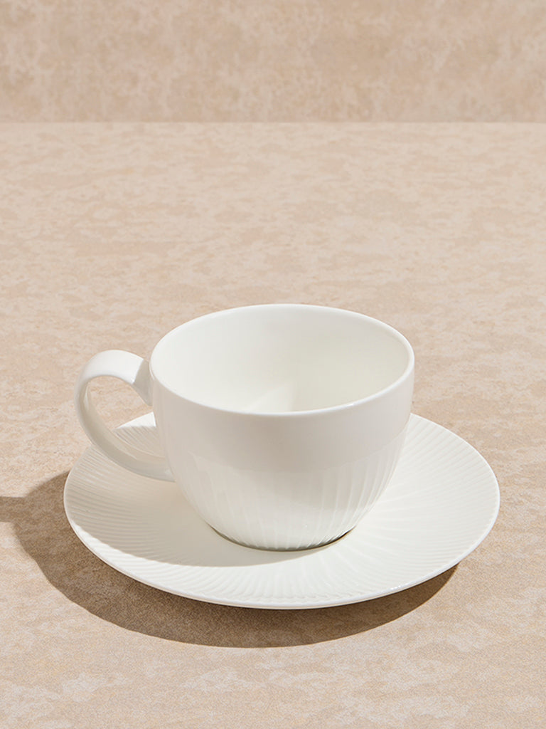Westside Home White Ripple Cup and Saucer Set