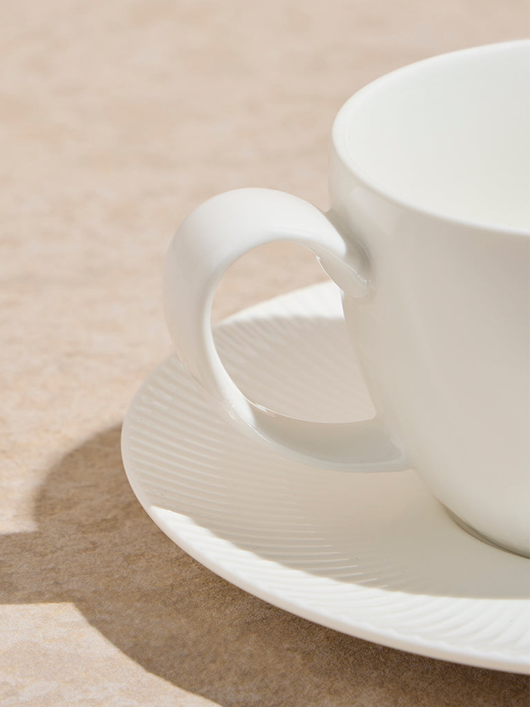 Westside Home White Ripple Cup and Saucer Set