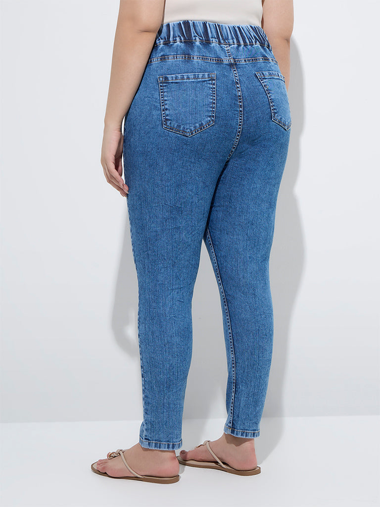 westisde Gia Women's Blue High-Rise Jeggings for Casual Wear Back View