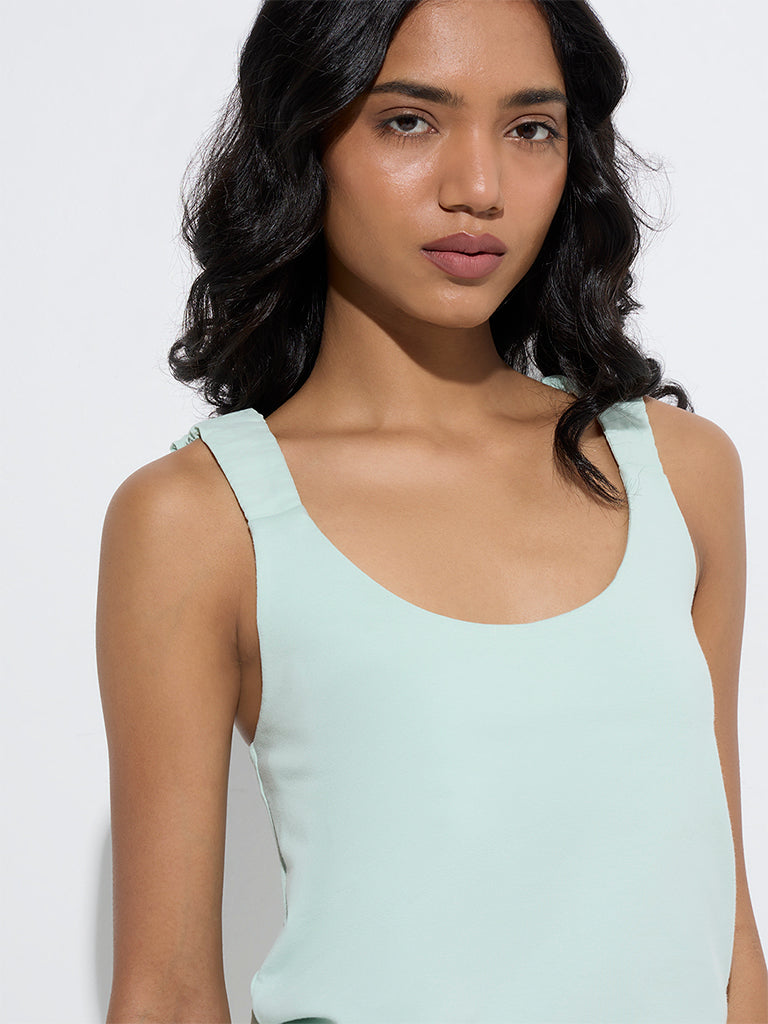 LOV Light Aqua Solid Cotton Top