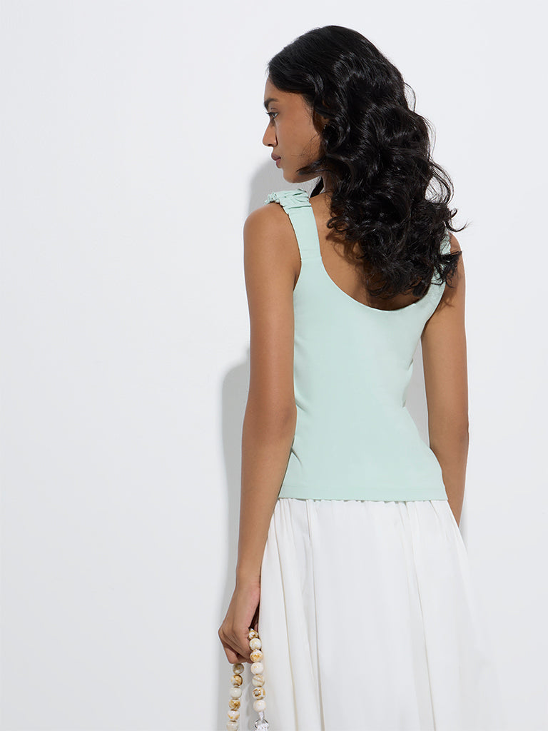 LOV Light Aqua Solid Cotton Top