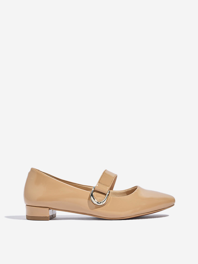 Westside LUNA BLU Women's Beige Mary Jane Shoes Side View