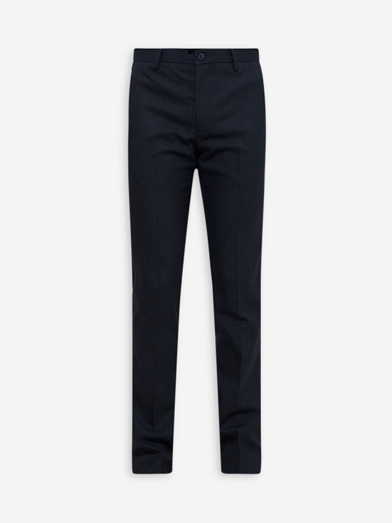 Westside WES Formals Men's Black Ultra-Slim Fit Mid-Rise Trousers for Work Wear Flatly View