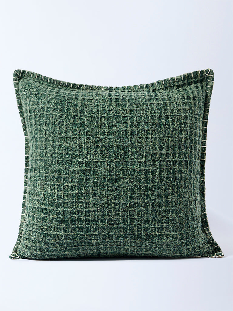 Buy Westside Home Dark Green Waffle-Textured Cushion Cover from