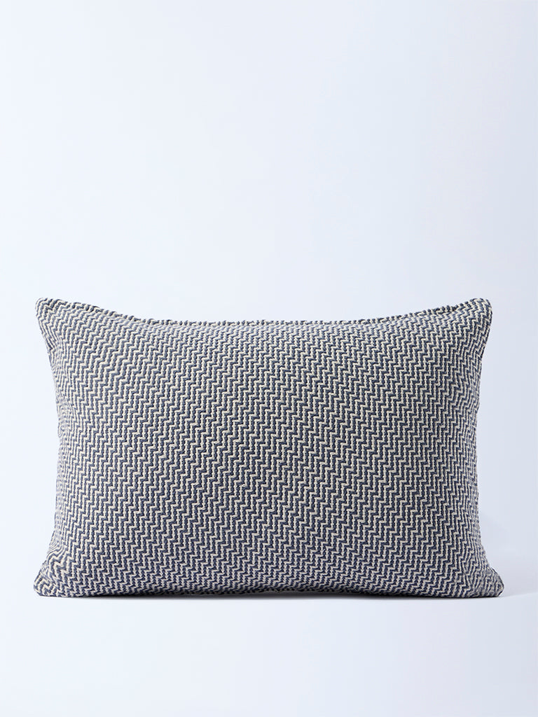 Westside Home Dusty Blue Zig Zag Design Knitted Cushion Cover