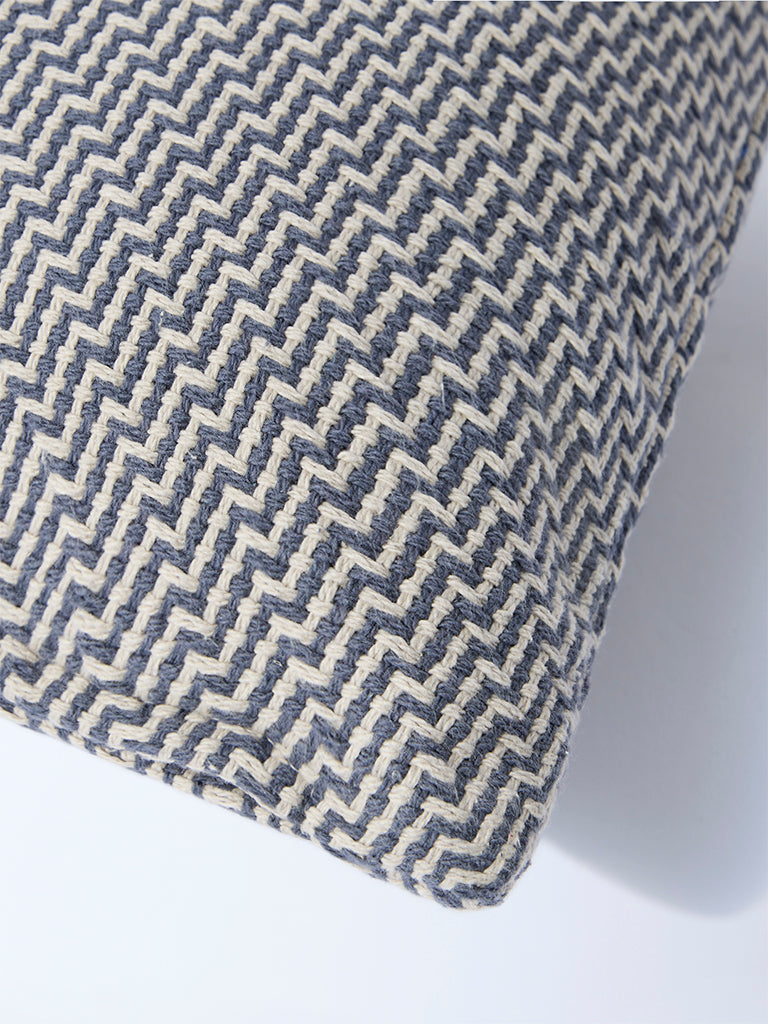 Westside Home Dusty Blue Zig Zag Design Knitted Cushion Cover