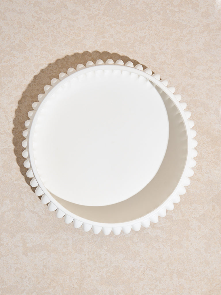 Westside Home White Ribbed Textured Serving Platter