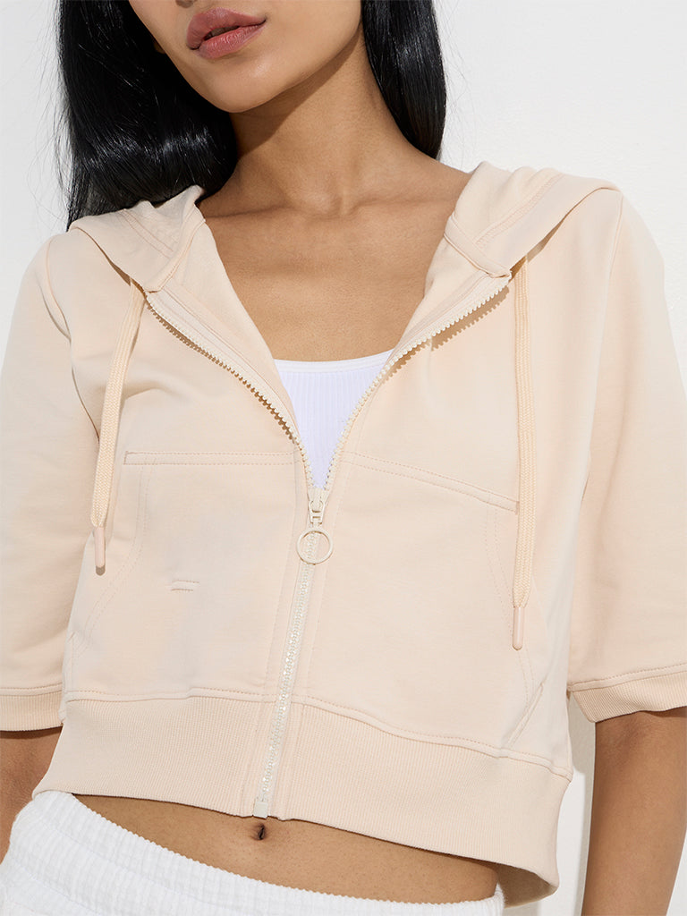 westisde Studiofit Women's Beige Cotton-Blend Jacket for Sports Wear Zoom View
