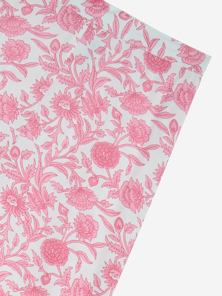 Westside Utsa Kids Girls' Pink Botanical Printed Cotton Sharara - (2-8yrs) for Ethnic Wear Zoom View