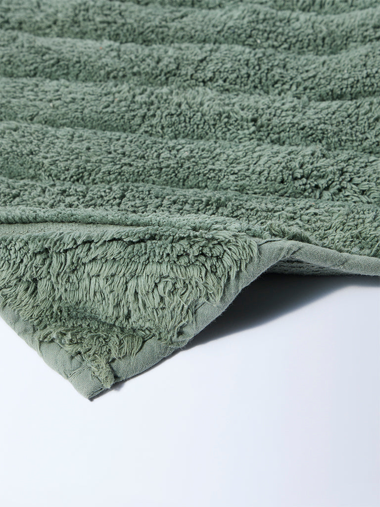 Westside Home Green Striped Bath Mat