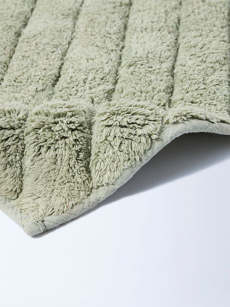 Westside Home Sage Striped Bath Mat