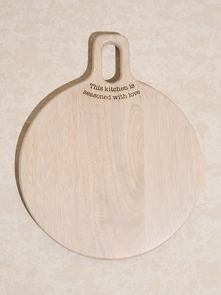 Westside Home Beige Text Design Wooden Chopper