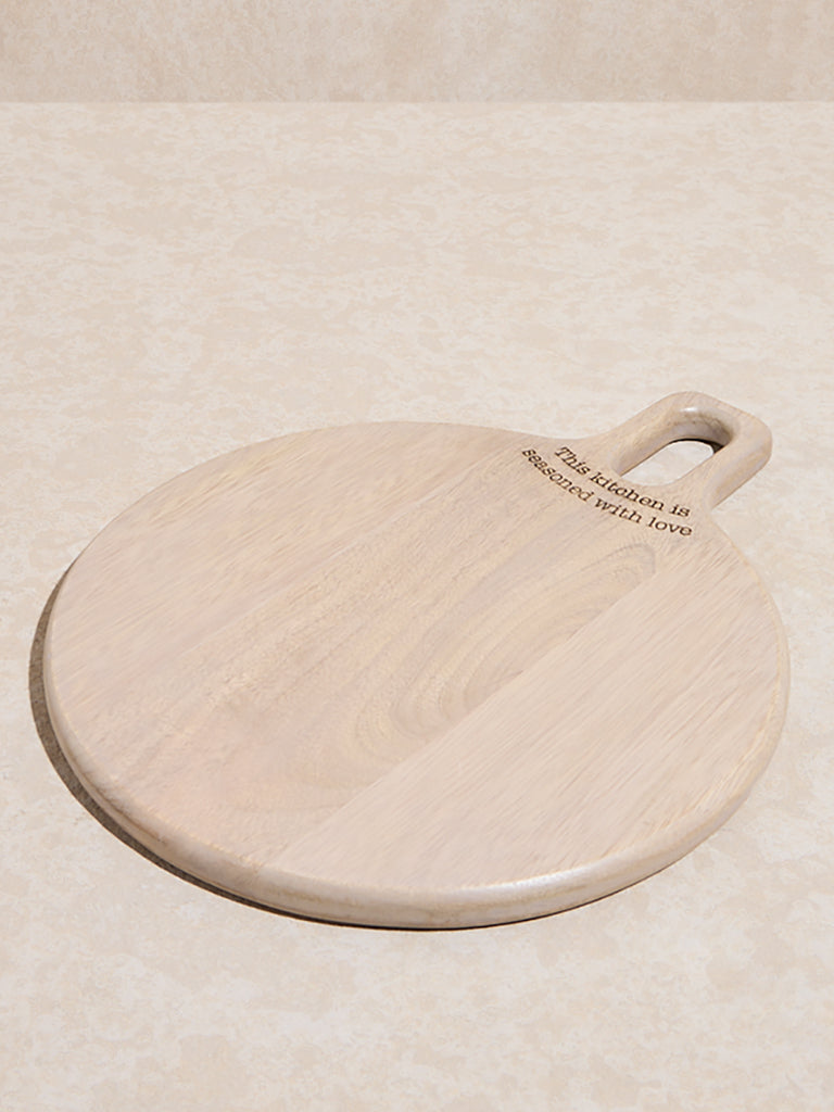 Westside Home Beige Text Design Wooden Chopper