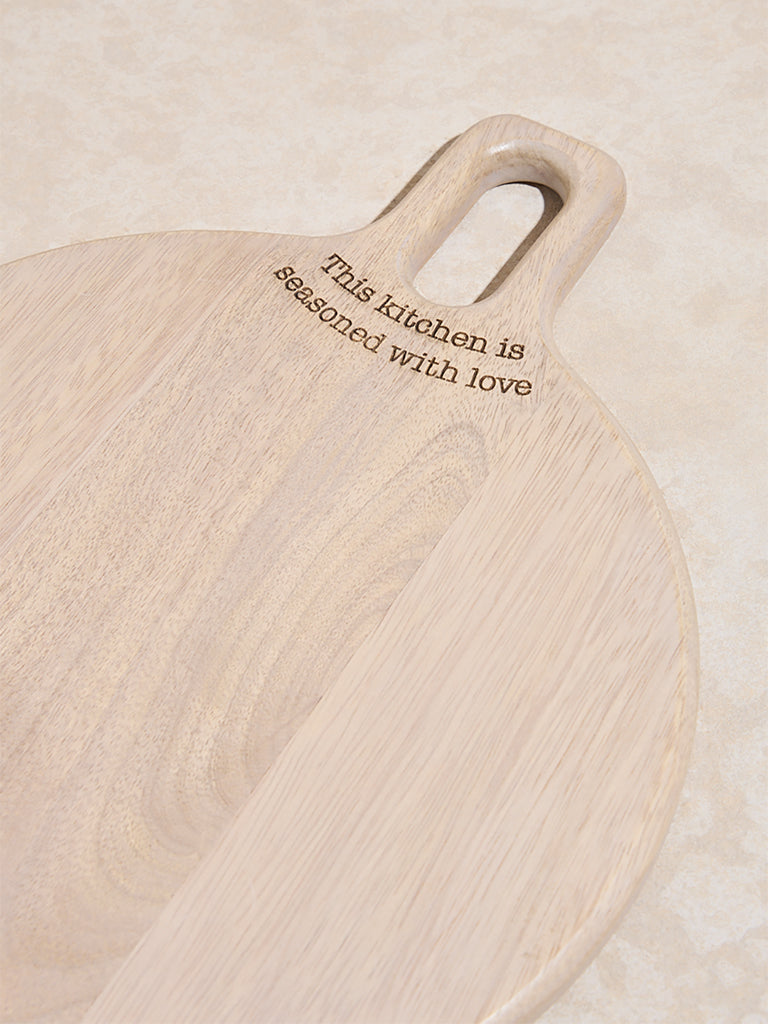 Westside Home Beige Text Design Wooden Chopper