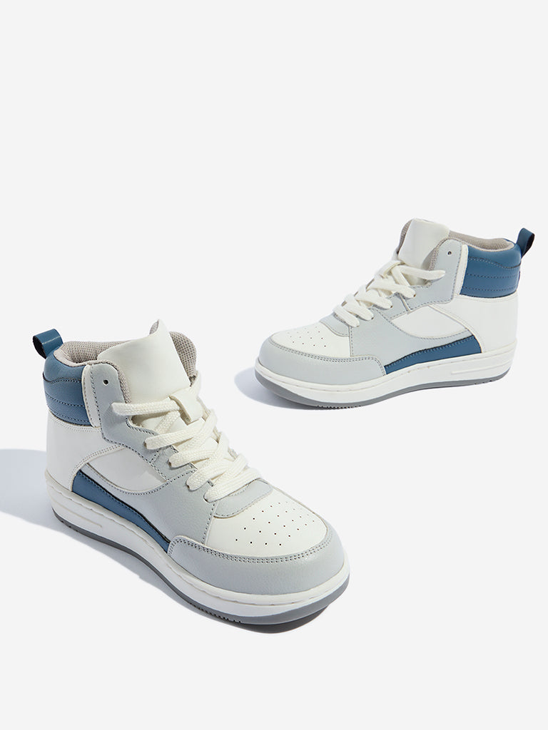 Westside Yellow Kids Blue Colour-Blocked High-Top Boots for Casual Wear Zoomed View