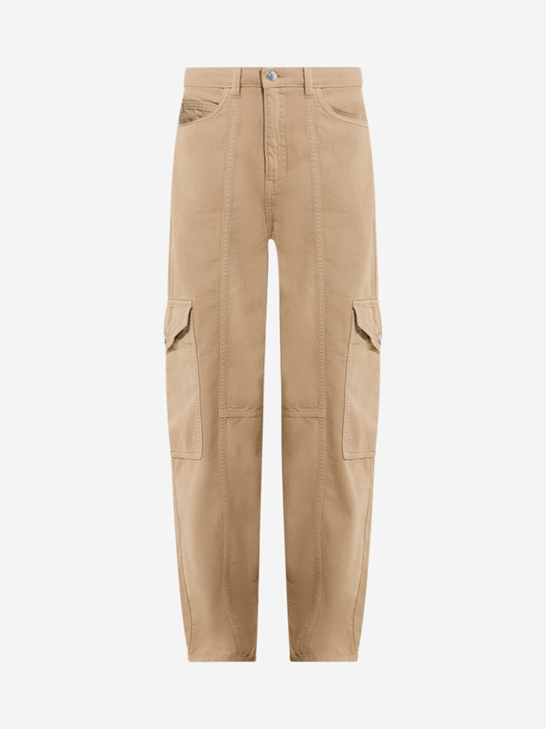 westisde Nuon Women's Beige Relaxed-Fit High-Rise Jeans for Casual Wear Flatly View