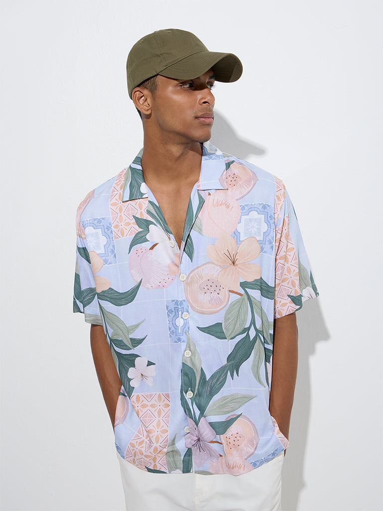 Neff Men's Peace Out Floral Short Sleeve Tee - Graphic T-Shirt With Printed Neck Label
