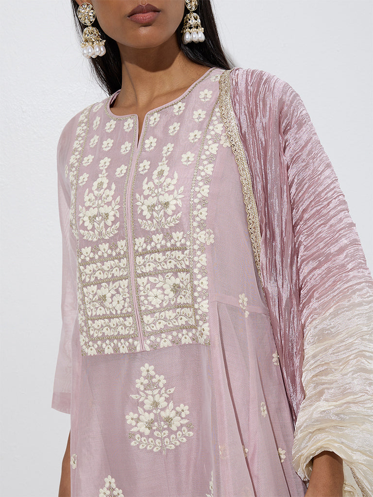 Westside Vark Women's Lilac Cotton-Blend A-Line Ethnic Set for Festive Wear Zoom View