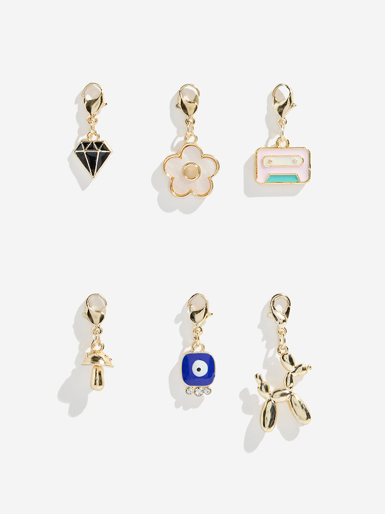 Westside Accessories Multicolour Mushroom Charms Set - Pack of 6